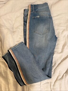pistola Light Blue Skinny Jeans with Multi-Stripe Side Trim